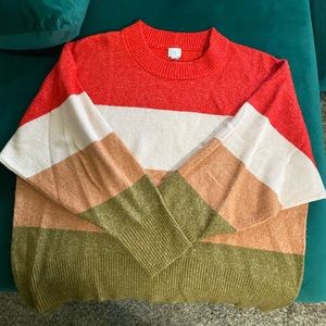 Chunky Wide Striped Multi-Color Womens Cardigan